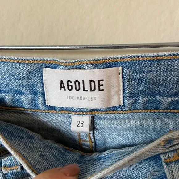 Agolde Criss Cross Upsized Blue Jeans High Waist Straight Leg Size 23 - Picture 11 of 12